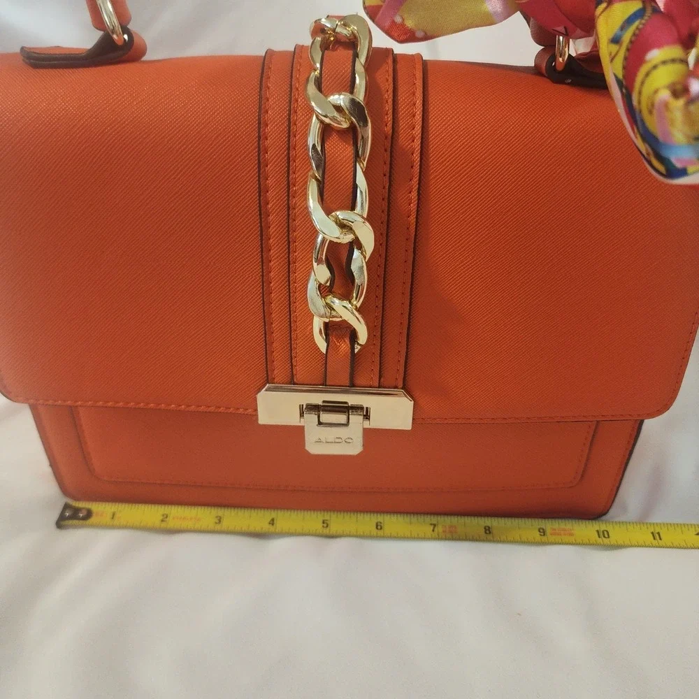 ALDO Anniebrook Crossbody Orange Faux Leather Satchel